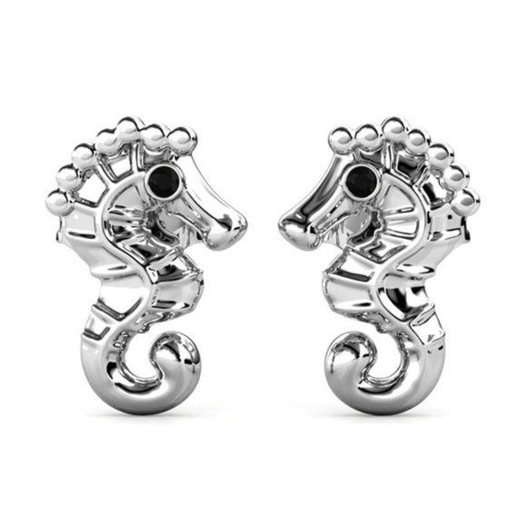 Silver‎ Seahorse Stud Earrings - Picture 1 of 5